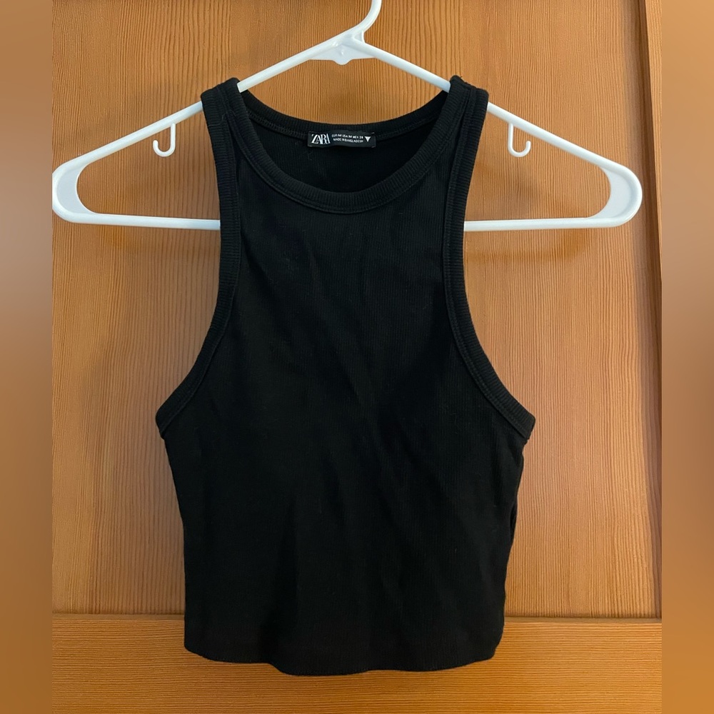 Zara Black Cropped Tank Top